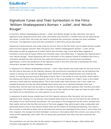 Symbolic Signature Tunes in ‘Romeo + Juliet’ and ‘Moulin Rouge!’
