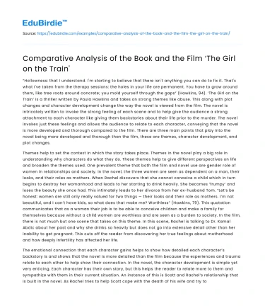 Comparative Analysis of the Book and the Film ‘The Girl on the Train’