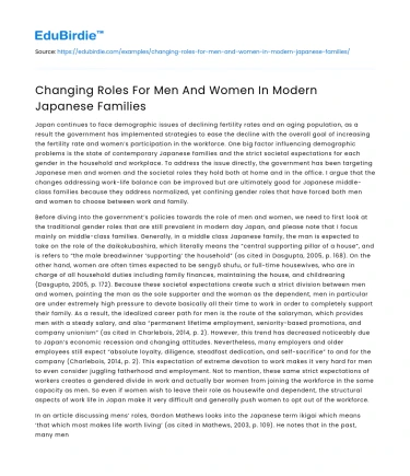 Changing Roles For Men And Women In Modern Japanese Families