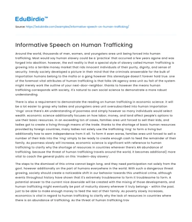 Informative Speech on Human Trafficking