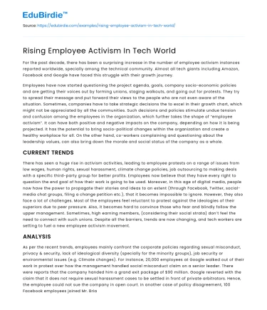 Rising Employee Activism In Tech World