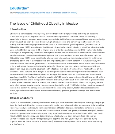 The Issue of Childhood Obesity in Mexico