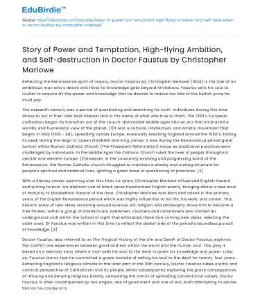 Power, Temptation, Ambition, and Self-destruction in Doctor Faustus