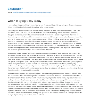When Is Lying Okay Essay
