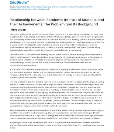 Academic Interest & Achievements: Problem & Background