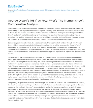 Comparing ‘1984’ and ‘The Truman Show’