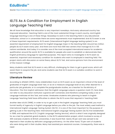 IELTS Requirement for English Teaching Jobs