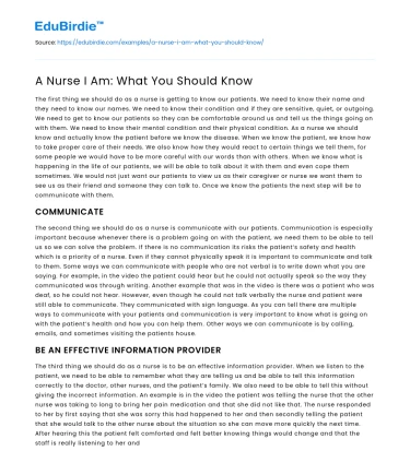 A Nurse I Am: What You Should Know