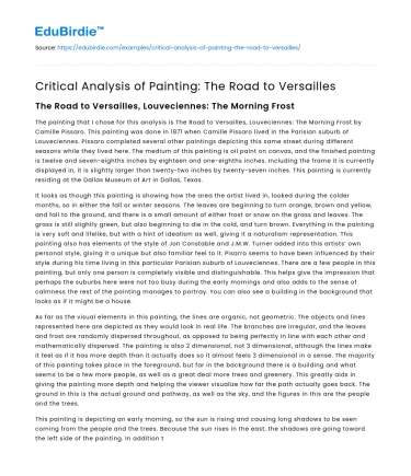 Critical Analysis of Painting: The Road to Versailles