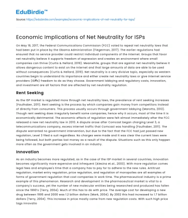 Economic Implications of Net Neutrality for ISPs