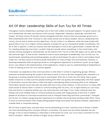 Art Of War: Leadership Skills of Sun Tzu for All Times