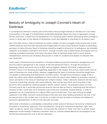 Beauty of Ambiguity in Joseph Conrad’s Heart of Darkness