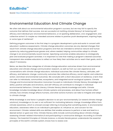 Environmental Education And Climate Change