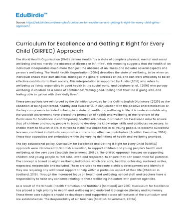 Excellence Curriculum & GIRFEC Approach for Every Child