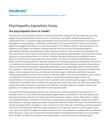 Psychopathy Expository Essay