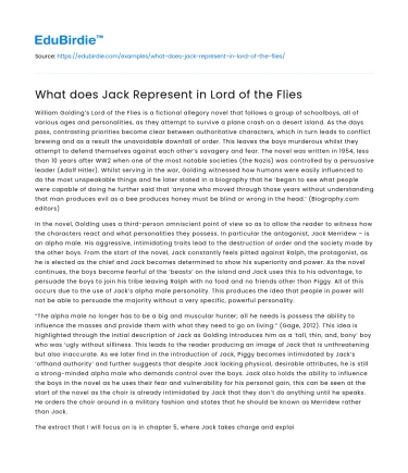 What does Jack Represent in Lord of the Flies