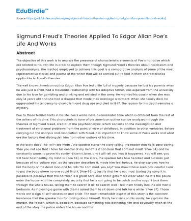 Sigmund Freud’s Theories Applied To Edgar Allan Poe’s Life And Works