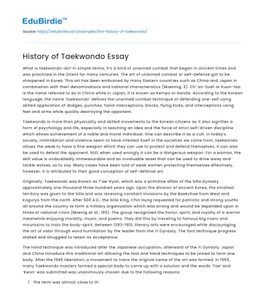 History of Taekwondo Essay