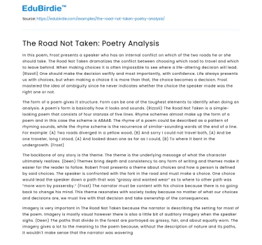 The Road Not Taken: Poetry Analysis