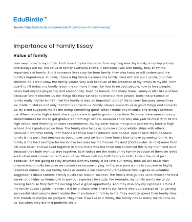 Importance of Family Essay