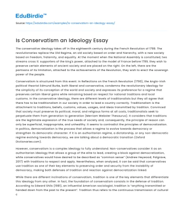 Is Conservatism an Ideology Essay