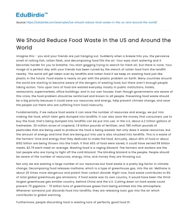 We Should Reduce Food Waste in the US and Around the World