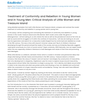 Conformity and Rebellion in Little Women and Treasure Island Analysis