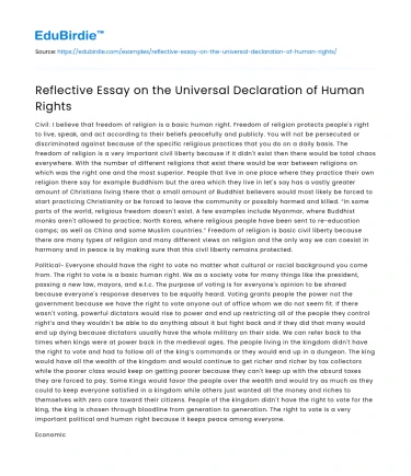 Reflecting on the Universal Declaration of Human Rights