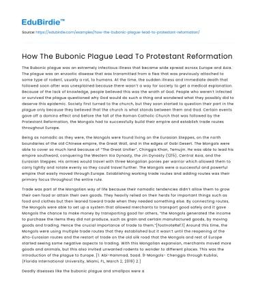 How The Bubonic Plague Lead To Protestant Reformation