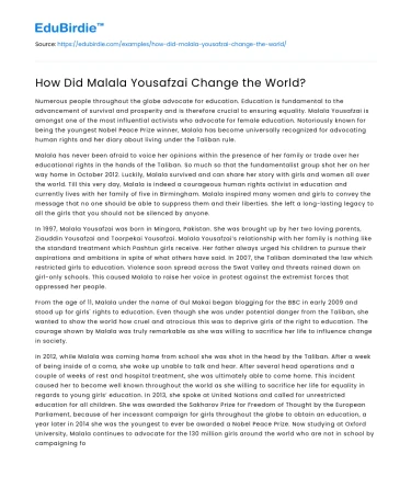 How Did Malala Yousafzai Change the World?
