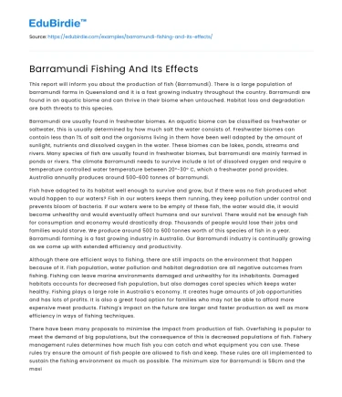 Barramundi Fishing And Its Effects