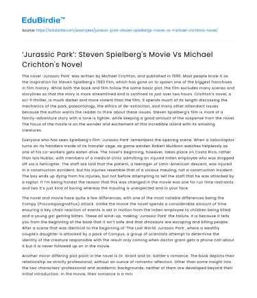 ‘Jurassic Park’: Steven Spielberg’s Movie Vs Michael Crichton’s Novel