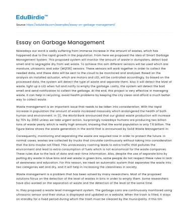 Essay on Garbage Management