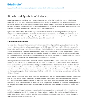 Rituals and Symbols of Judaism