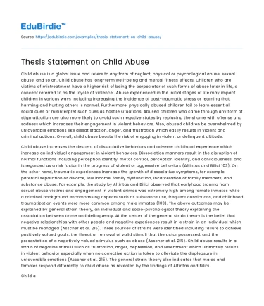 Thesis Statement on Child Abuse