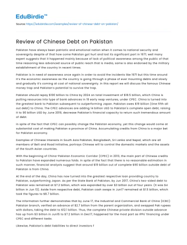 Chinese Debt Influence on Pakistan’s Economy