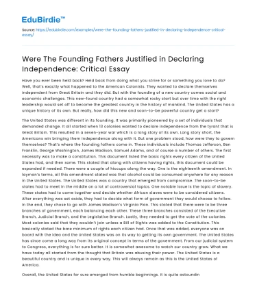 Founding Fathers’ Justification for Independence: Critical Analysis