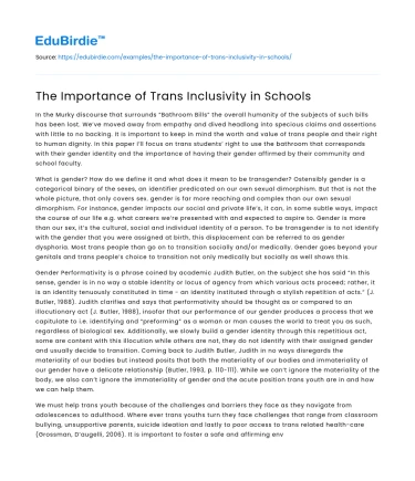The Importance of Trans Inclusivity in Schools