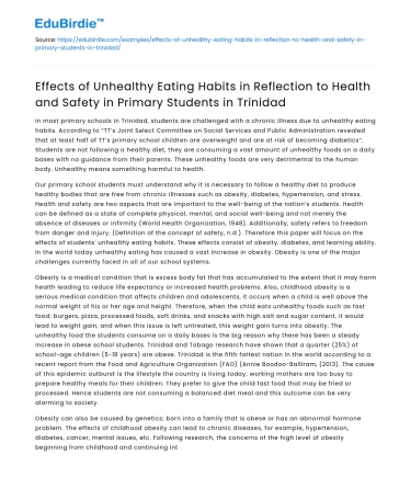 Unhealthy Eating Habits: Causes and Effects