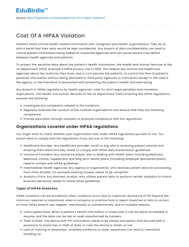 Cost Of A HIPAA Violation