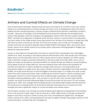 Airliners and Contrail Effects on Climate Change