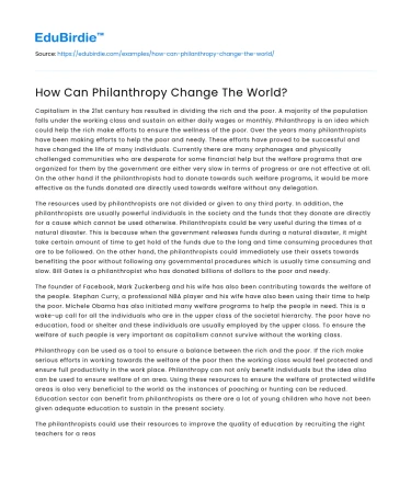 How Can Philanthropy Change The World?