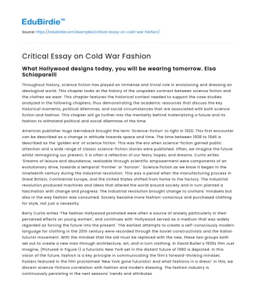 Critical Essay on Cold War Fashion