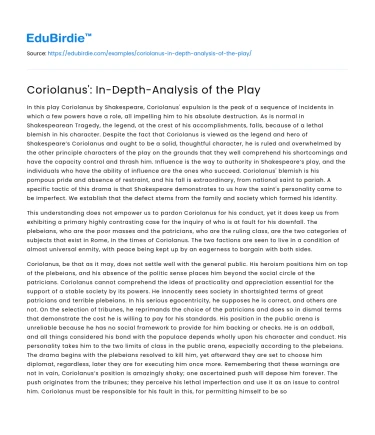 Coriolanus’: In-Depth-Analysis of the Play
