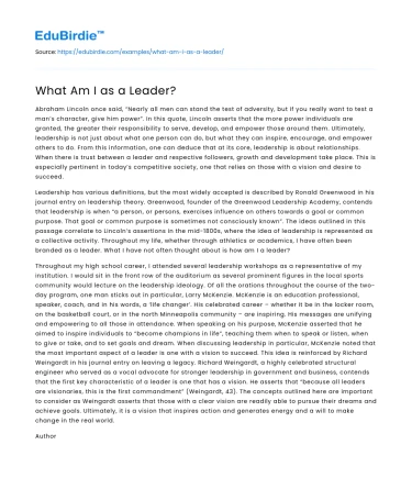 What Am I as a Leader?