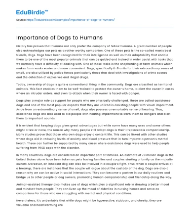 Importance of Dogs to Humans