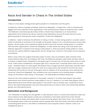 Race And Gender In Chess In The United States