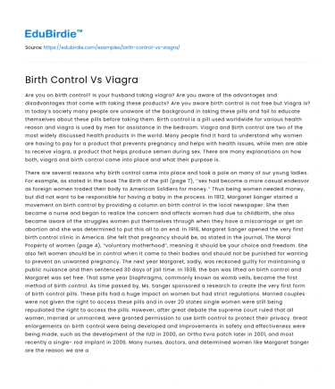 Birth Control Vs Viagra