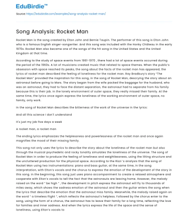 Song Analysis: Rocket Man