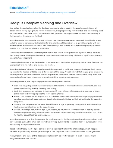 Oedipus Complex Meaning and Overview